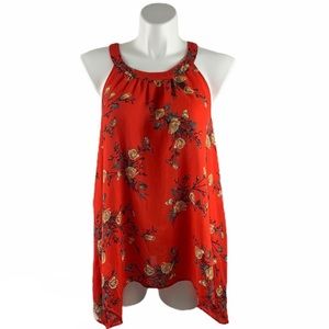 Torrid Orange Floral Georgette Sharkbite Tank